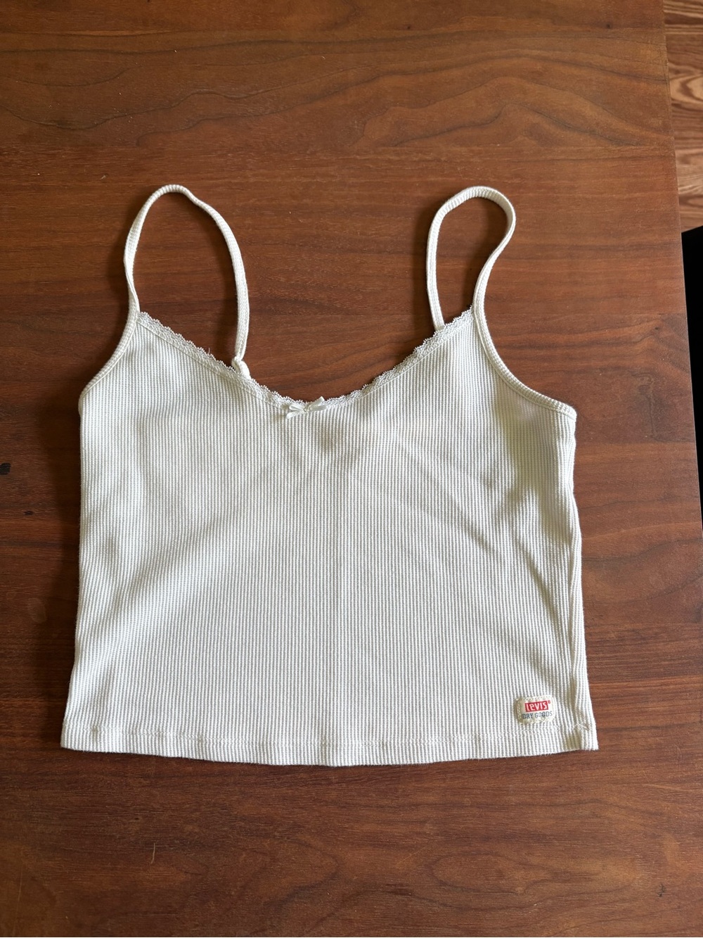 Levi's Cream Ribbed Lace-Trim Tank